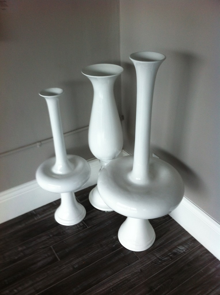 white vases